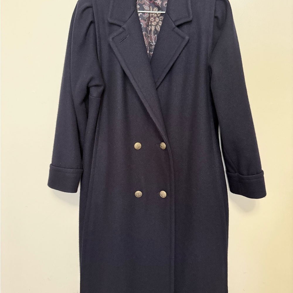 Elegant Vintage Navy Double-Breasted Women's Trench Coat